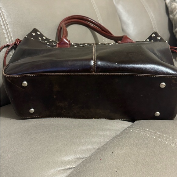 La philipe large dark brown leather trim bag - Picture 5 of 9